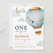 Boy Hot Air Ballon Birthday Einladungen (Vorderseite)