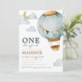 Boy Hot Air Ballon Birthday Einladungen (Stehend Vorderseite)