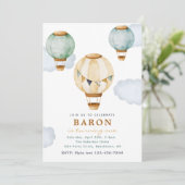 Boy Hot Air Ballon Birthday Einladungen (Stehend Vorderseite)
