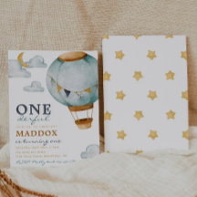 Boy Hot Air Ballon Birthday Einladungen