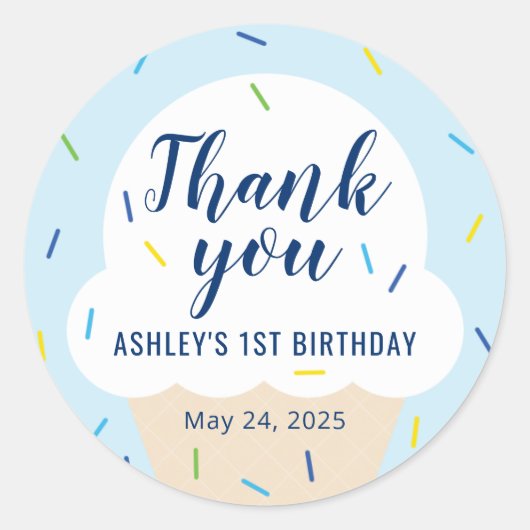 Boy Ice Cream Gastgeschenk Aufkleber (Vorderseite)