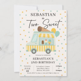 Boy Ice Cream Truck 2. Geburtstag Party Einladung
