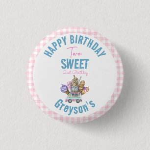 Boy Ice Cream Truck Zwei Sweet 2. Geburtstag Party Button
