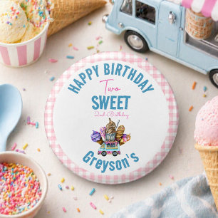 Boy Ice Cream Truck Zwei Sweet 2. Geburtstag Party Button