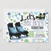 Boy Ice Skaten Einladung Ice Skaten Party Blue (Vorderseite)