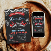 Boy Ice Skating Birthday Invitation Einladung