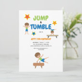 Boy Jump & Tumble Gymnastics Geburtstagsparty Einladung (Stehend Vorderseite)