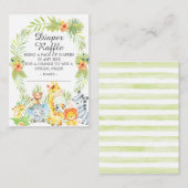 Boy Jungle Animals Baby Dusche Windel Raffle Begleitkarte (Vorne/Hinten)