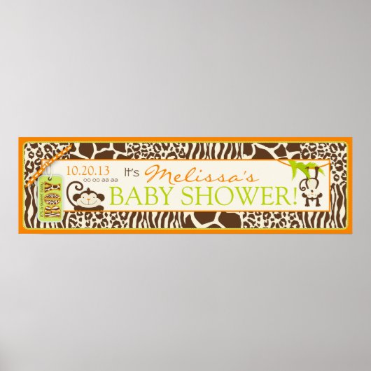 Boy Jungle Monkey Safari Baby Duschbanner Poster (Vorne)