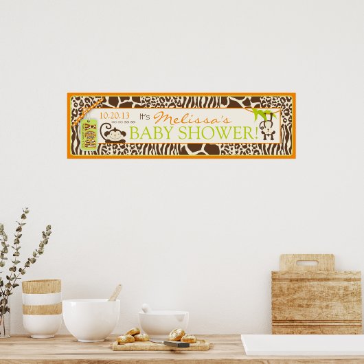 Boy Jungle Monkey Safari Baby Duschbanner Poster (Küche)