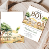 Boy Jungle Safari Animals Baby Dusche Einladung