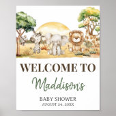 Boy Jungle Safari Animals Baby Dusche Willkommen Poster (Vorne)