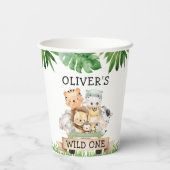 Boy Jungle Wild One Birthday Paper Cups Pappbecher (Rückseite)