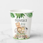 Boy Jungle Wild One Birthday Paper Cups Pappbecher (Vorderseite)