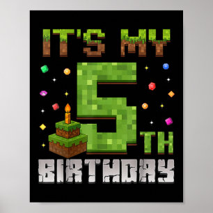 Boy Kid Birthday Party i My 5th Birthday Gamer P Poster