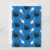 Boy Kid Bowling Geburtstagsparty Retro Blue & Red Einladung (Rückseite)