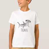 Boy & Kids einfach, modern Hammerhead Shark Name T-Shirt (Vorderseite)