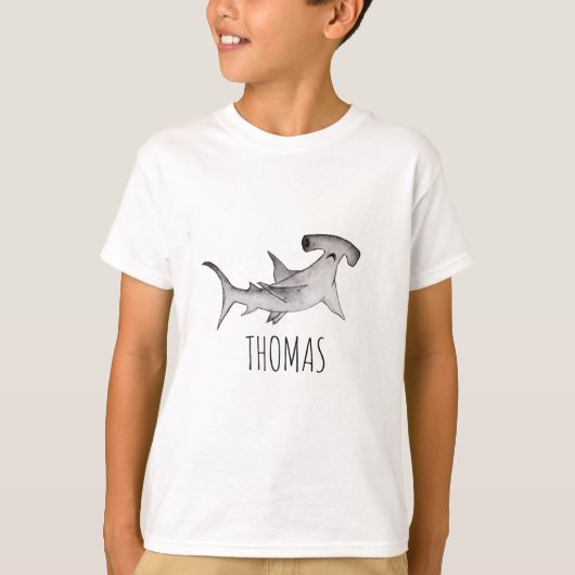 Boy & Kids einfach, modern Hammerhead Shark Name T-Shirt (Vorderseite)