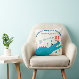 Boy Kinderzimmer Baby Birth Stat Alligator Niedlic Kissen