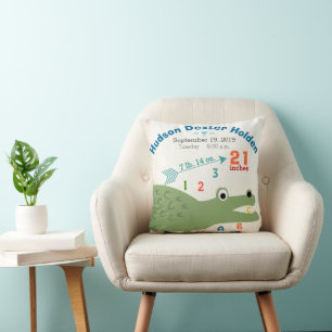 Boy Kinderzimmer Baby Birth Stat Alligator Niedlic Kissen