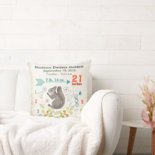 Boy Kinderzimmer Baby Birth Stat Eichhörnchen Arro Kissen