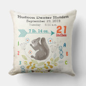 Boy Kinderzimmer Baby Birth Stat Eichhörnchen Arro Kissen (Vorderseite)