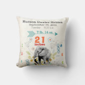 Boy Kinderzimmer Baby Birth Stat Elephant Arrow Mu Kissen (Vorderseite)