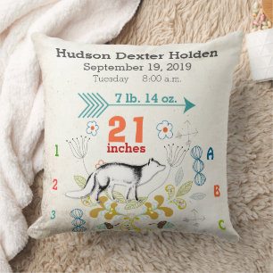 Boy Kinderzimmer Baby Birth Stat Fox Arrow Muster Kissen