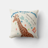 Boy Kinderzimmer Baby Birth Stats Giraffe Arrow Mu Kissen (Vorderseite)