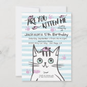 Boy Kitty Cat Geburtstagsparty Einladung (Vorderseite)