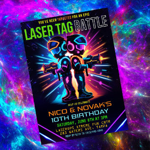 Boy Laser Tag Birthday Einladung