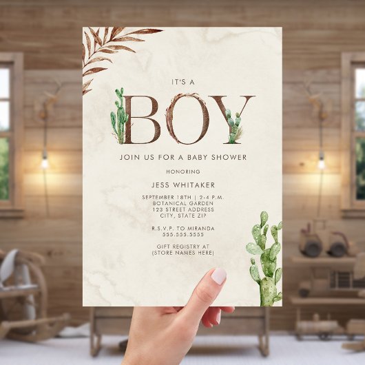 Boy Leather Inspiriert Western Cactus Baby Shower Einladung