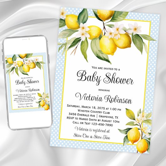 Boy Lemon Baby Shower Einladung