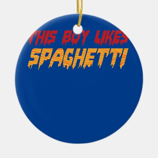 Boy Likes Spaghetti Pasta Koch Noodles Keramik Ornament (Vorne)