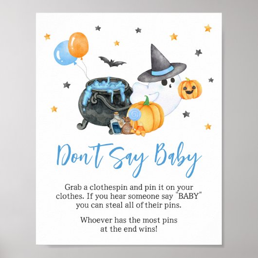 Boy Little Boo Ghost Baby Dusche Say Baby nicht Poster (Vorne)