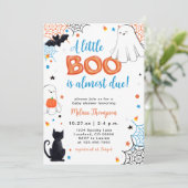 Boy Little Boo Ghost Halloween Babydusche Einladung (Stehend Vorderseite)