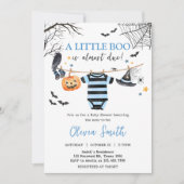 Boy Little Boo Halloween Pumpkin Baby Dusche Einladung (Vorderseite)