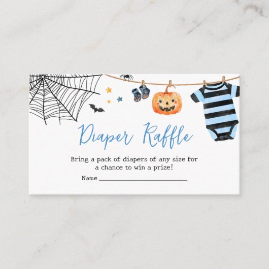 Boy Little Boo Halloween Pumpkin Diaper Raffle Begleitkarte (Vorderseite)