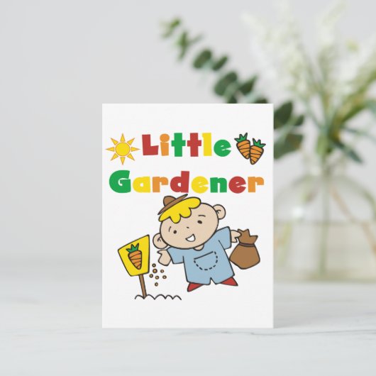 Boy Little Gardener Tshirts und Geschenke Postkarte (Stehend Vorderseite)