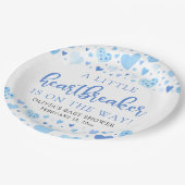 Boy Little Heartbreaker Blue Valentine Baby Dusche Pappteller (Schrägansicht)