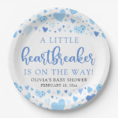 Boy Little Heartbreaker Blue Valentine Baby Dusche Pappteller (Vorderseite)