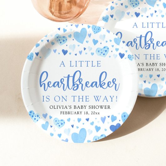 Boy Little Heartbreaker Blue Valentine Baby Dusche Pappteller