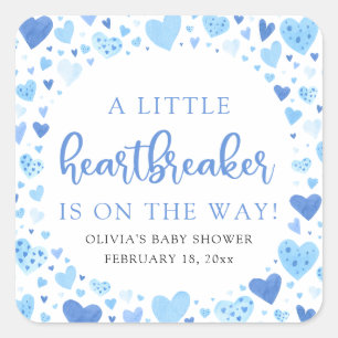 Boy Little Heartbreaker Blue Valentine Baby Dusche Quadratischer Aufkleber