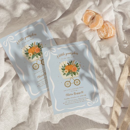 Boy Little Pumpkin Baby Dusche Invite Blue Einladung