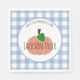 Boy Little Pumpkin Blue Buffalo Kariert 1. Geburts Serviette