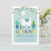 Boy Llama Geburtstag / Niedliches Alpaca Fiesta Pa Einladung (Stehend Vorderseite)