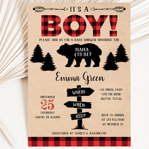 Boy Lumberjack Baby Dusche Einladung