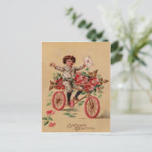 Boy Mail Pink Blume Fahrrad Geburtstag Postkarte (Stehend Vorderseite)