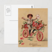 Boy Mail Pink Blume Fahrrad Geburtstag Postkarte (Vorne/Hinten)