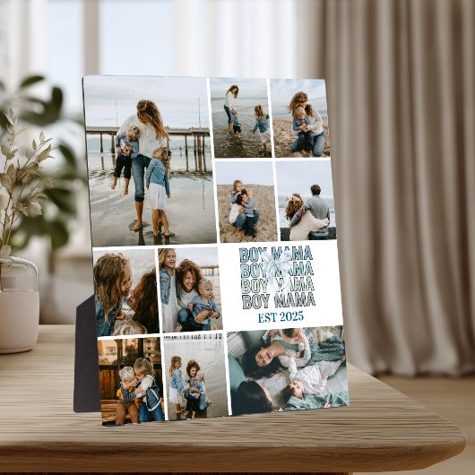 Boy Mama Custom Photo Collage Fotoplatte